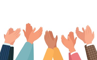 Clapping hands, different people applaud. Vector illustration in flat style