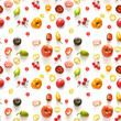 tomatoes and other vegetables isolated on white background, seamless pattern