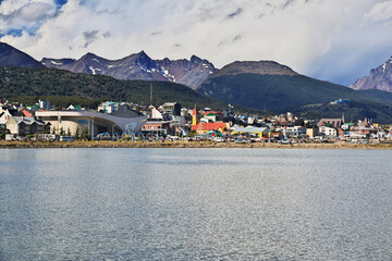 Sticker - Seaport in Ushuaia city on Tierra del Fuego, Argentina