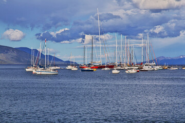 Sticker - Seaport in Ushuaia city on Tierra del Fuego, Argentina