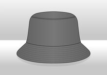 Blank Gray Bucket Hat Template On White Background Vector.