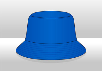 Wall Mural - Blank Blue Bucket Hat Template On White Background Vector.