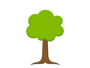 Wall Mural - green tree with roots. tree icon.