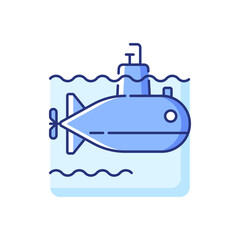 Sticker - Submarine RGB color icon. Watercraft capable of independent operation underwater. Special underwater vehicle. Transportation unde sea or ocean. Isolated vector illustration