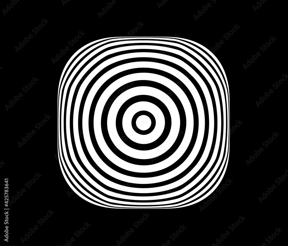 Abstract square black and white color ring. Abstract vector illustration for sound wave, Monochrome graphic.