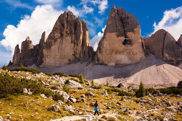 Tre cime di Lavaredo mountain peaks in Italy, a famous travel destination in Dolomite mountains