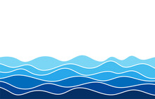 Blue Water Wave Line Flowing Sea Pattern Background Banner Vector.
