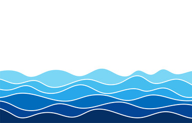 Wall Mural - Blue water wave line flowing sea pattern background banner vector.