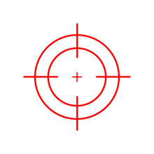 Crosshair Icon. Red Target Symbol. Sniper Scope Sign. Vector Isolated On White