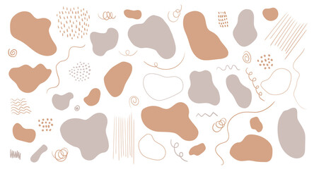 Wall Mural - organic shapes, spots, lines. vector set of trendy abstract hand drawn elements for graphic design