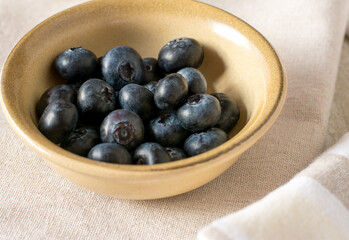 A bowl of blueberries isolated on a table