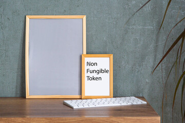 Wall Mural - Crypto Art concept. Blockchain called NFTs. Digital collectibles for cryptocurrencies. Non-fungible token for Crypto artworks