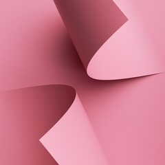 Wall Mural - 3d render, abstract pink background with scrolled paper corners