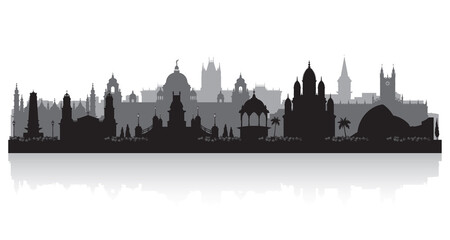 Fototapete - Kolkata India city skyline silhouette