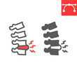 Spine pain line and glyph icon, backache and backpain, herniated disc vector icon, vector graphics, editable stroke outline sign, eps 10.