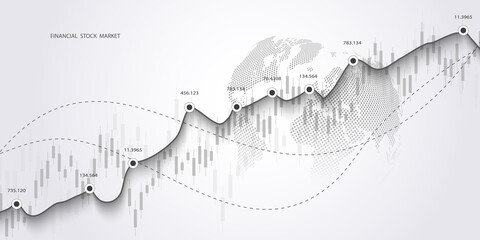 Wall Mural - Stock market graph or forex trading chart for business and financial concepts, reports and investment  . Vector illustration