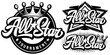Set of monochrome templates with calligraphic inscription All Stars. Vector editable illustration. Element for business card design, style, website, print on a t-shirt