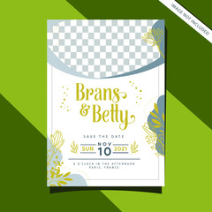 Wall Mural - abstract simple and unique wedding and engagement invitation card template design, pastel theme and 