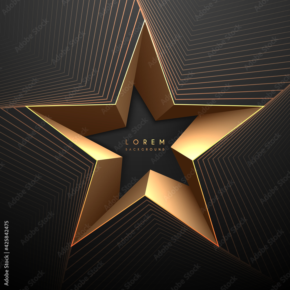 Abstract black and gold star shape background - obrazy, fototapety, plakaty 