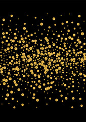 Wall Mural - Golden Vibrant Confetti Background. Fantasy Glitter Illustration. Yellow Foil Blink Particles. Party Circle Design. Gold Wedding Texture.