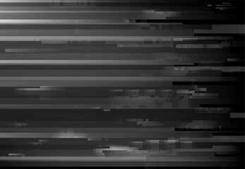 Leinwandbilder - Monochrome screen glitch, signal loss digital noise background. Broken computer monitor or TV display, VHS cassette fail or program bug vector background. Pixels on glitching screen effect