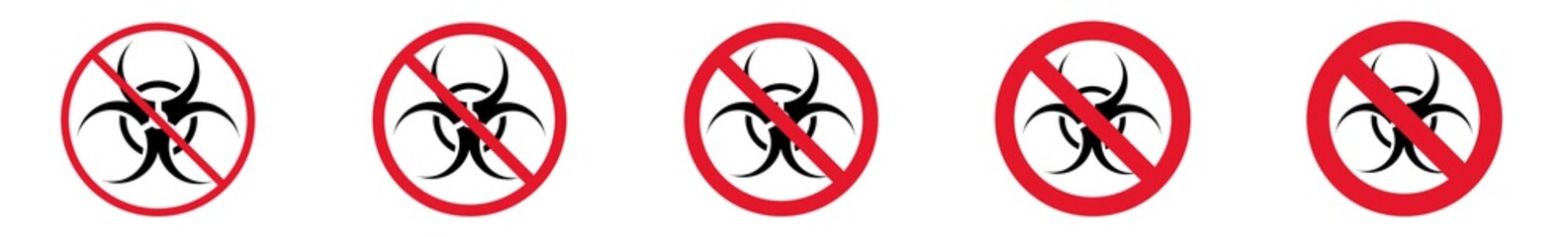 Wall Mural - Prohibition Sign Biohazard Forbidden Icon Set | Biohazard Prohibition Signs Prohibited Vector Illustration Logo | Bio Hazard Prohibition Sign Isolated Collection