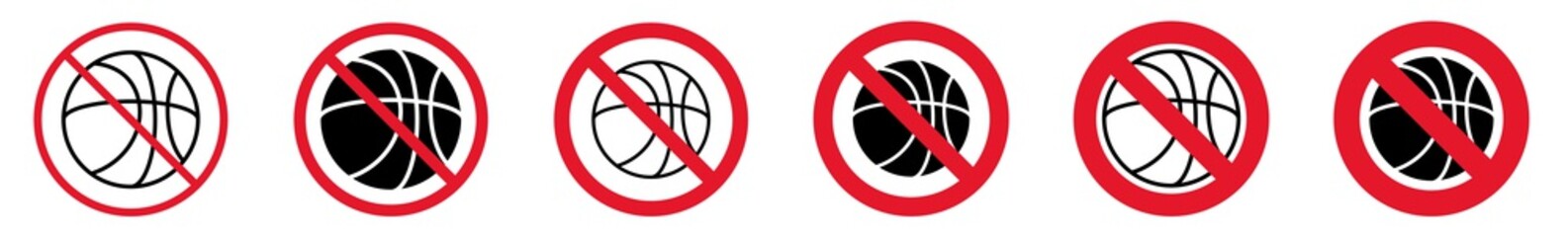 Wall Mural - prohibition sign basketball forbidden icon set | basketball prohibition signs prohibited vector illu