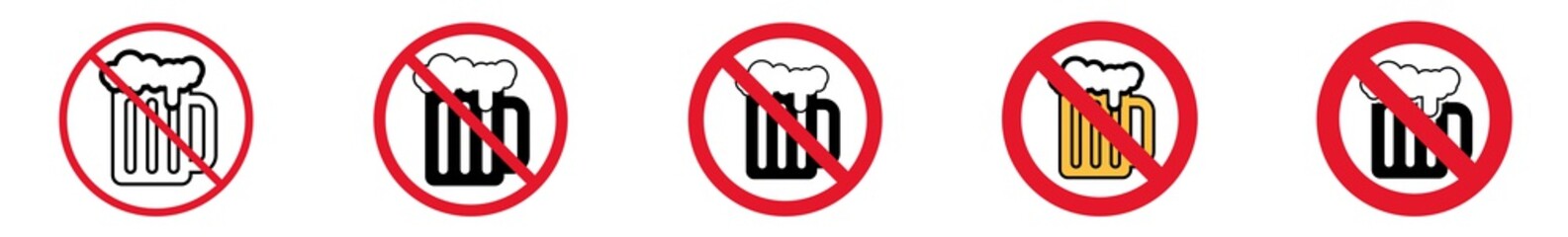 Wall Mural - prohibition sign beer forbidden icon set | beer prohibition signs prohibited vector illustration log