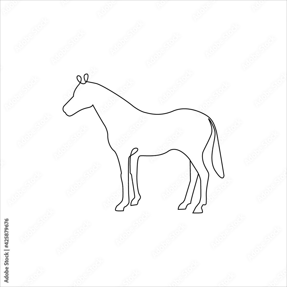One Line Horse Minimalistic Outline Icon Line Drawing Tattoo Farm Animals One Line Hand Drawing Continuous Art Print Vector Illustration Free Single Line Drawing Of Horse Konie Naklejki Ecowall24 Pl