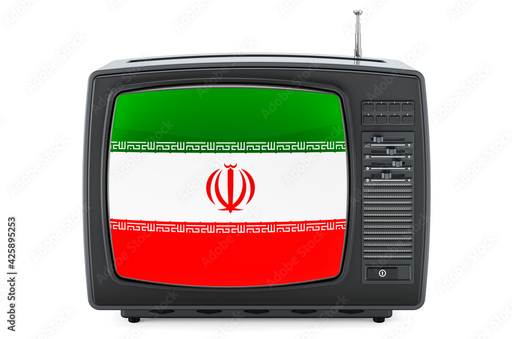 Iranian Television concept. TV set with flag of Iran. 3D rendering ...