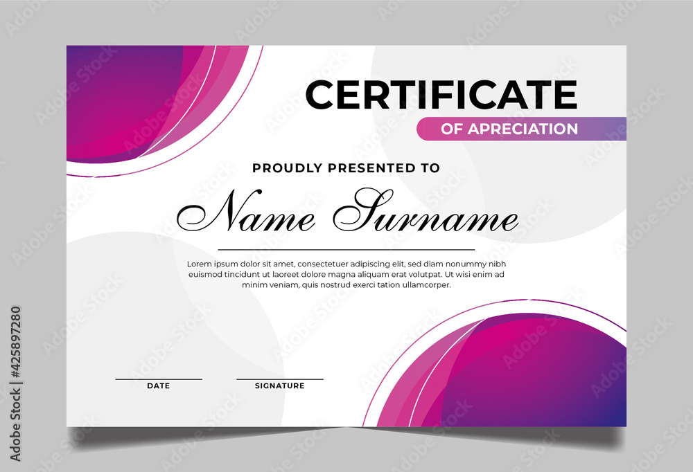 purple color award certificate template design Stock Vector | Adobe Stock