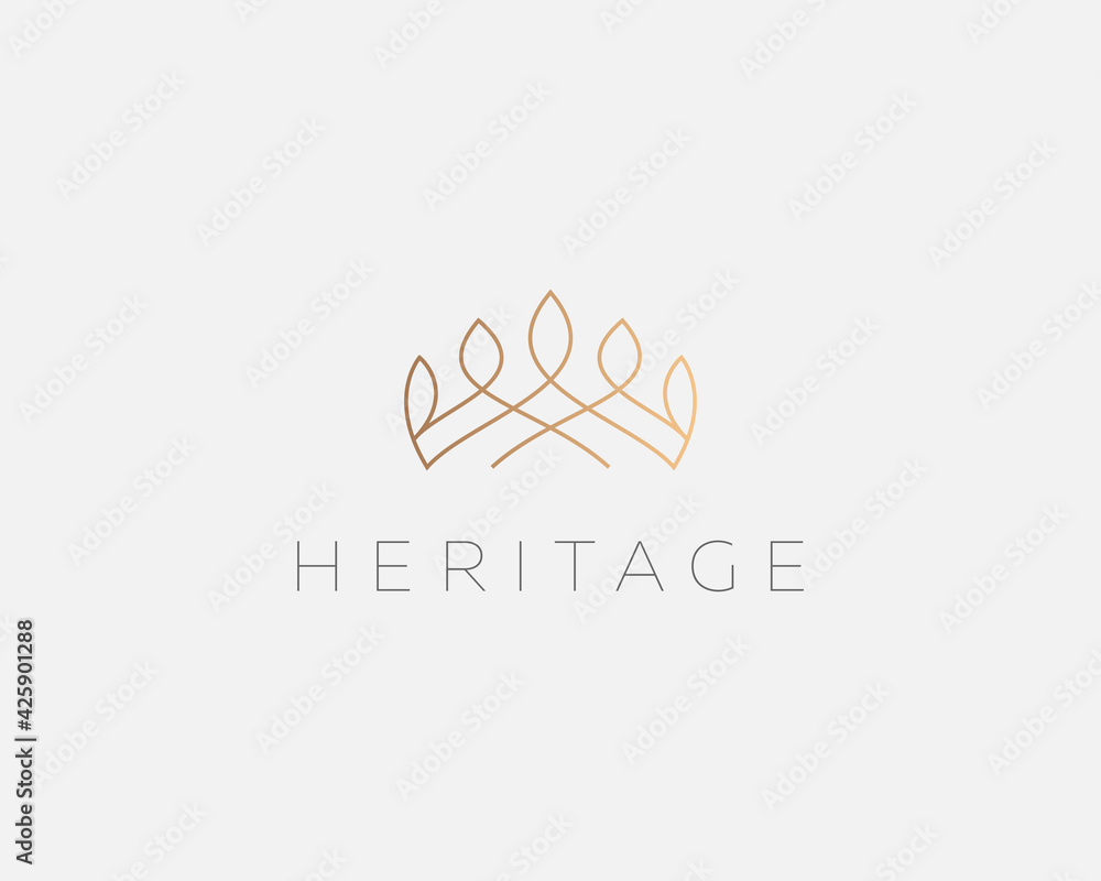 Graceful linear crown logo design template. Creative royal king queen ...
