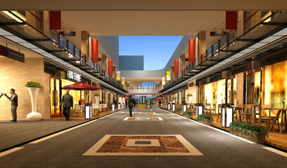 Wall Mural - 3d render of shopping mall interior