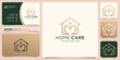 © ulhaq_std - Home care logo with love line art style and business card design vector template, decoration, home.Premium Vector