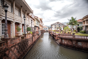 Beautifully reconstructed Filipino heritage and cultural houses that form part of Las Casas FIlipinas de Acuzar resort at Bagac, Bataan, Philippines.