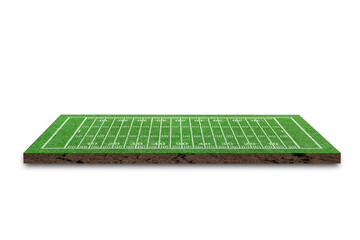 Wall Mural - American football field with line pattern isolated on white background. 3D rendering