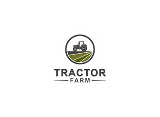 Canvas Print - tracktor farm logo in white background