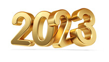2023 Symbol Golden Metallic 3d-illustration
