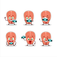 Poster - Photographer profession emoticon with tuna cartoon character