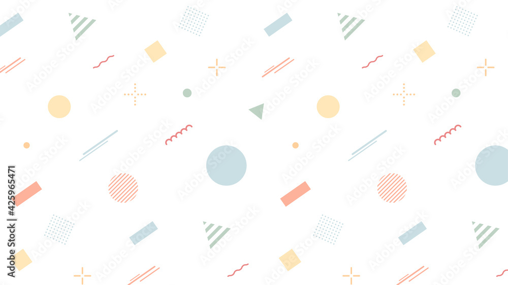 Fotomural 幾何学模様のカラフルな背景 パターン ポップ 図形 丸 四角 三角 フラット かわいい Ref