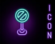 © vector_v - Glowing neon line Stop sign icon isolated on black background. Traffic regulatory warning stop symbol. Colorful outline concept. Vector