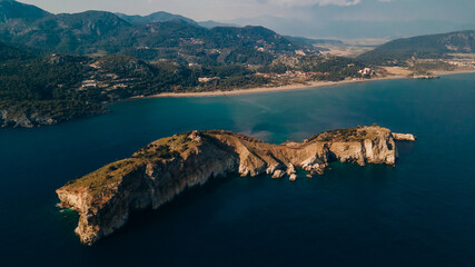 aerial view of Baba Adasi in Mugla, Turkey