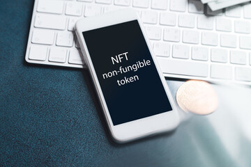 Wall Mural - Crypto Art concept. Blockchain called NFTs. Digital collectibles for cryptocurrencies. Non-fungible token for Crypto artworks