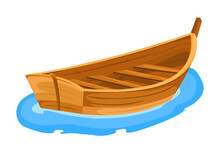 Wooden Boat Vector Isolated