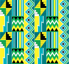 African Tribal Kente Cloth Style Vector Seamless Textile Pattern, Traditional Geometric Nwentoma Design From Ghana 
