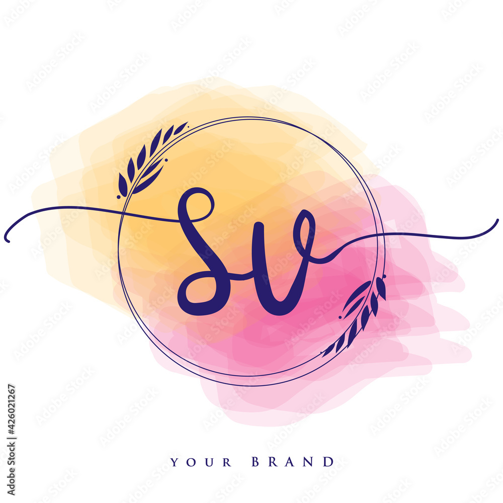 Sv Lettering SV Initial handwriting logo. Hand lettering Initials logo branding ...
