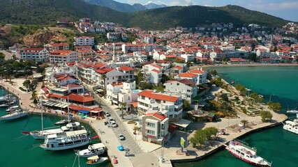 Sticker - Aerial view of 'Datca' city and Aegean sea coast Mugla-TURKEY