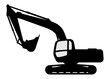The silhouette of the excavate on a white background.