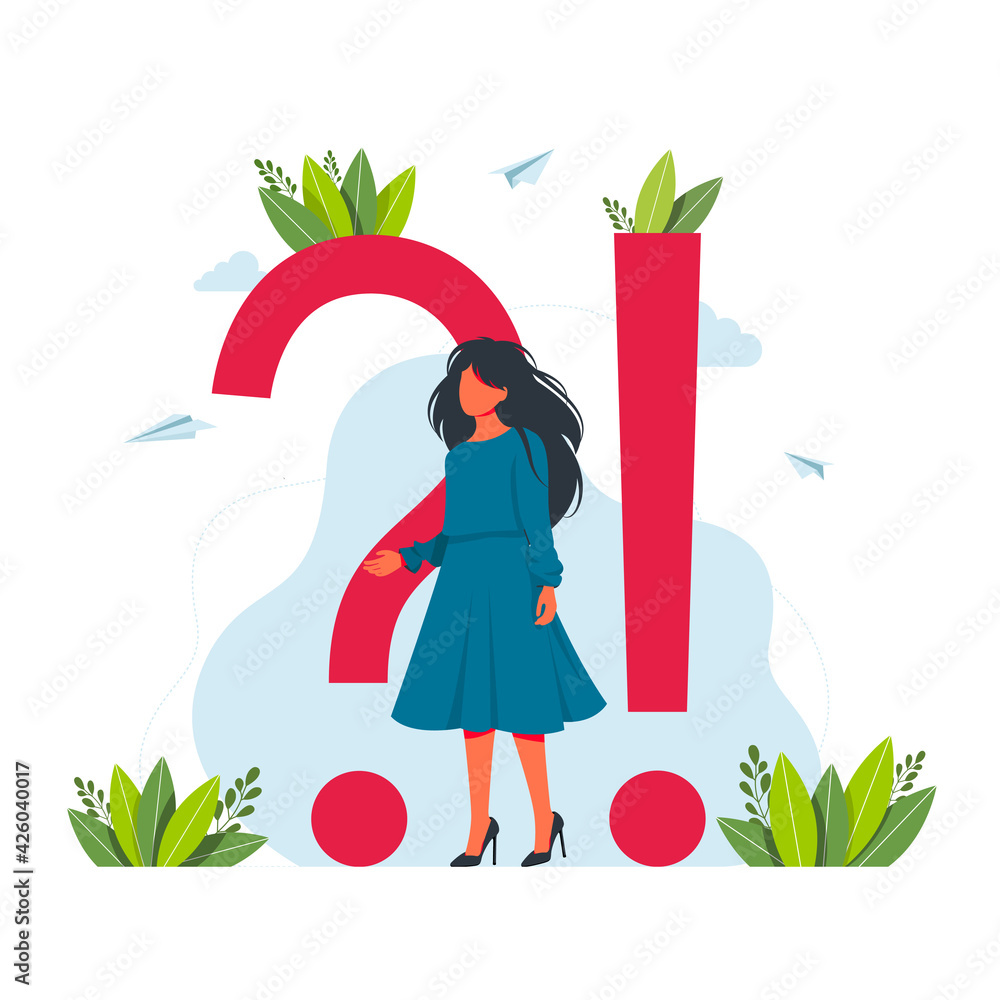 concept of frequently asked questions of exclamation marks and question ...