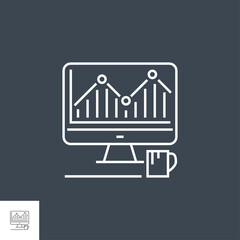 Wall Mural - seo audit related vector thin line icon. isolated on black background. editable stroke. vector illus